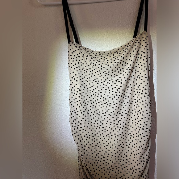 Endless Blu Midi Dress small black polka dots, ruched - Picture 2 of 9